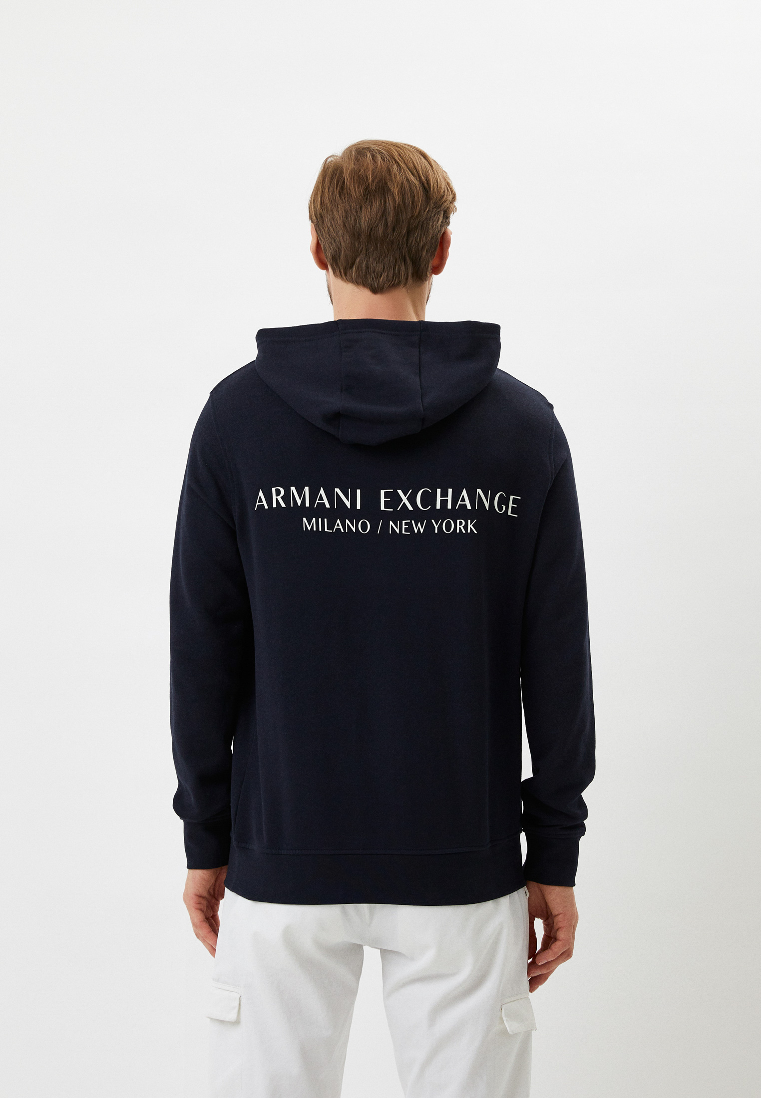 Мужские худи Armani Exchange 8NZM94 ZJKRZ цвет синий купить за 16500 руб.