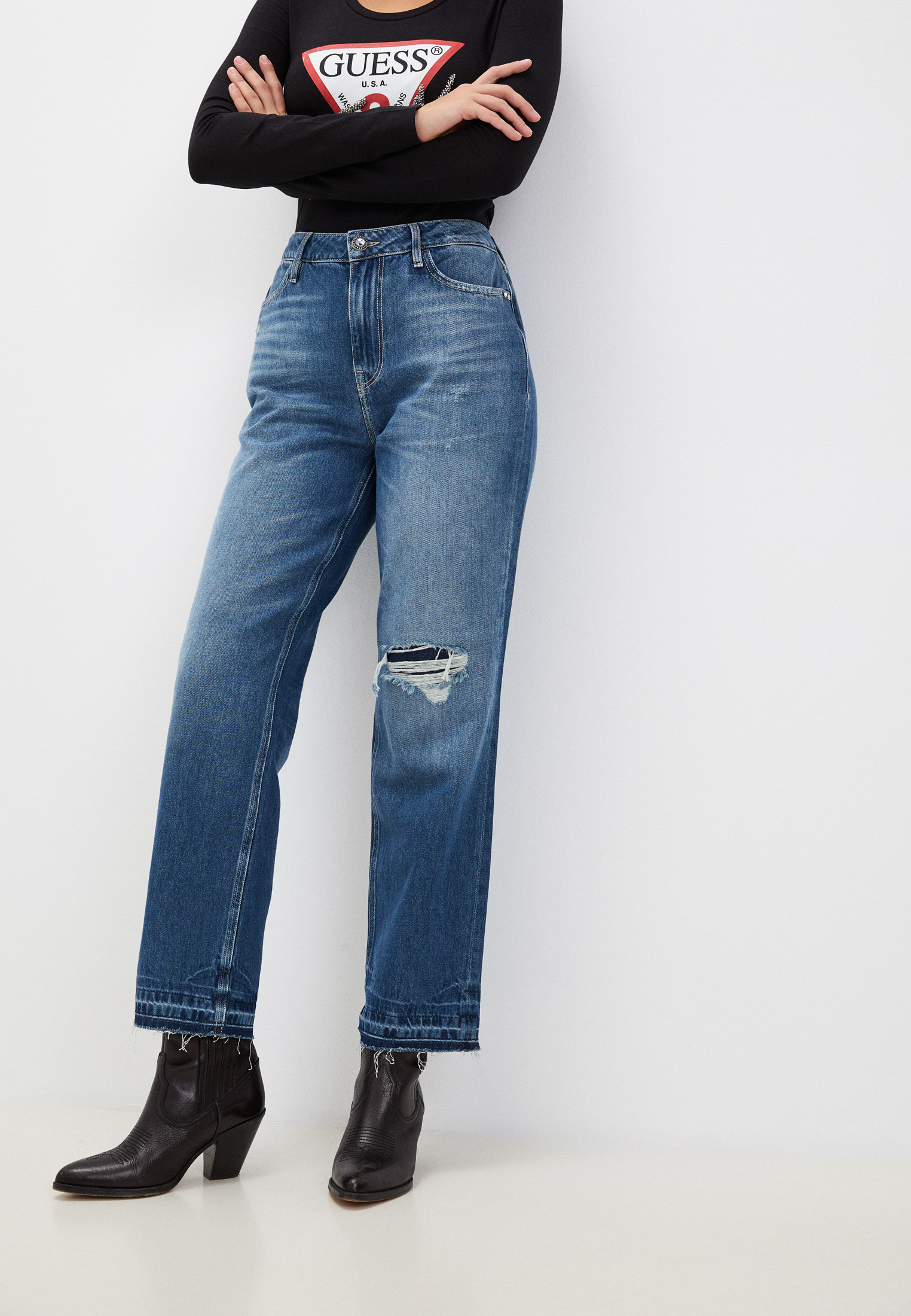 Широкие и расклешенные джинсы Guess Jeans W2YA73D4PX1: изображение 1