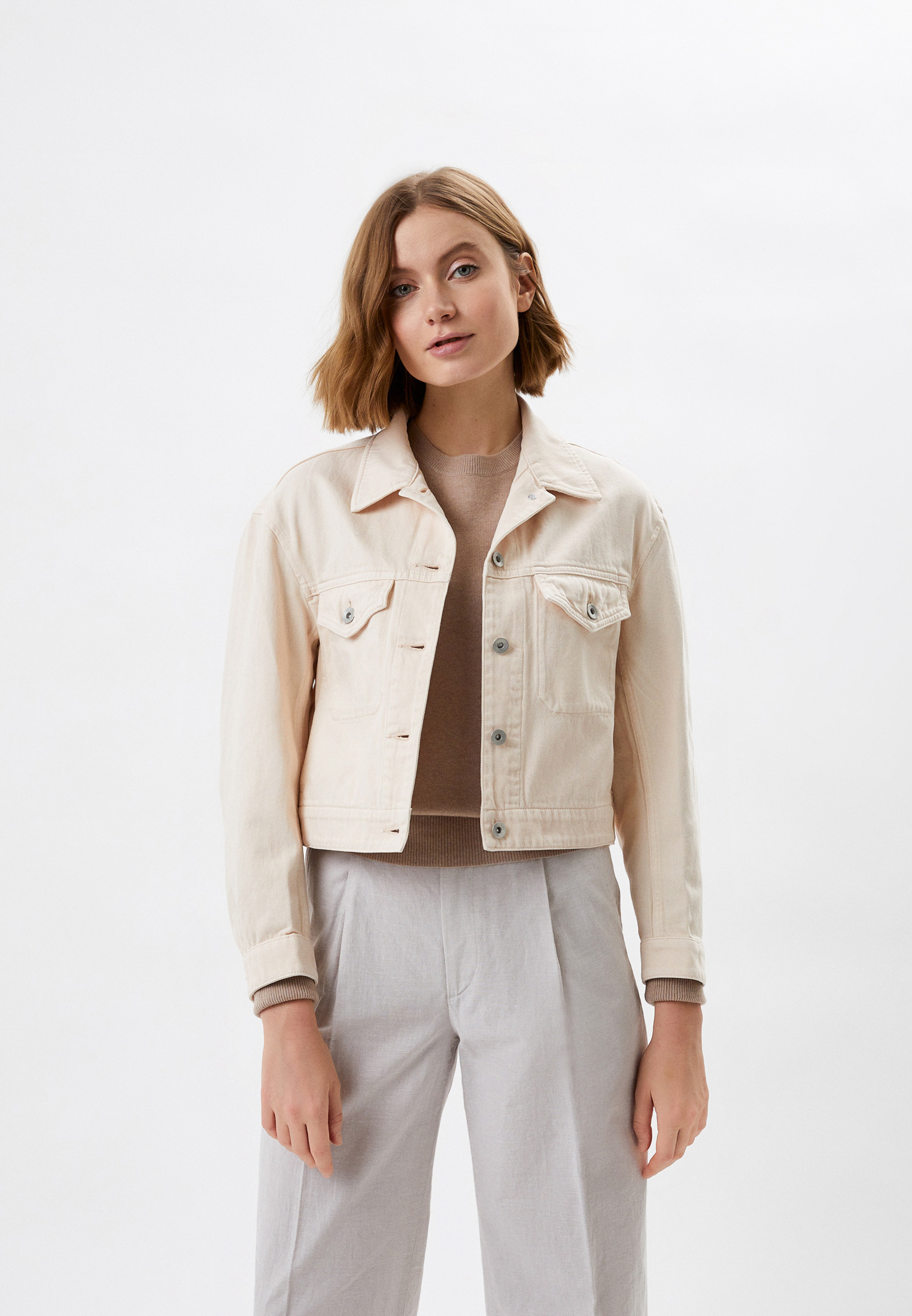 Джинсовая куртка женская UNIQLO 211-448126(21-25) цвет бежевый купить ...