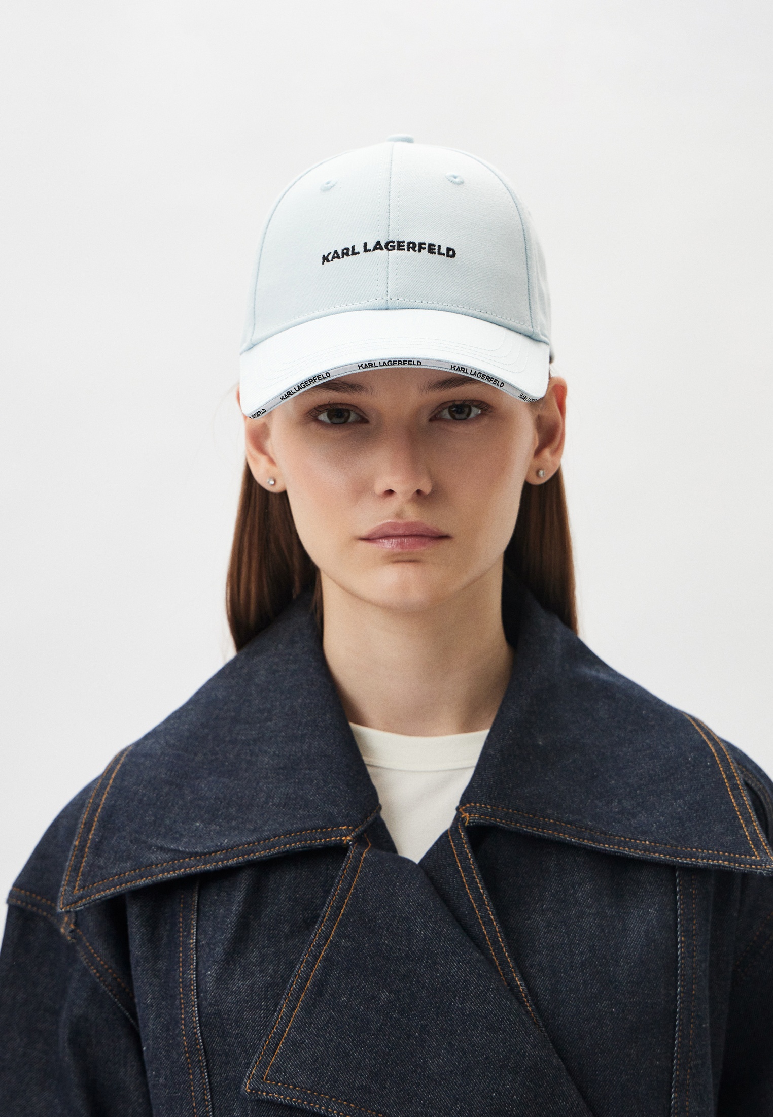 Бейсболка женская Karl Lagerfeld 240W3408 цвет голубой купить за 5700 руб.