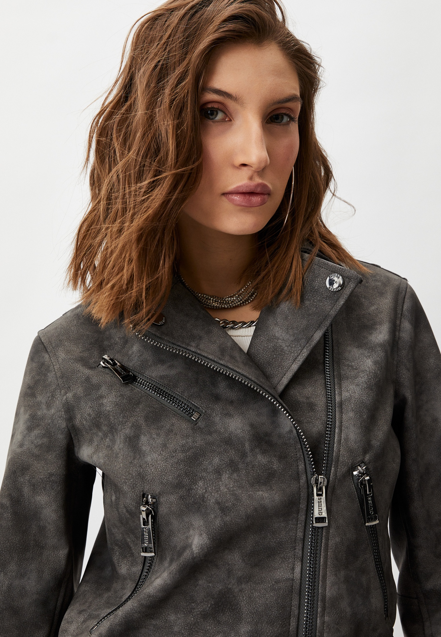 Кожаная куртка женская Guess (Гесс) W4GL19WG0Z0 купить за 12197 руб.
