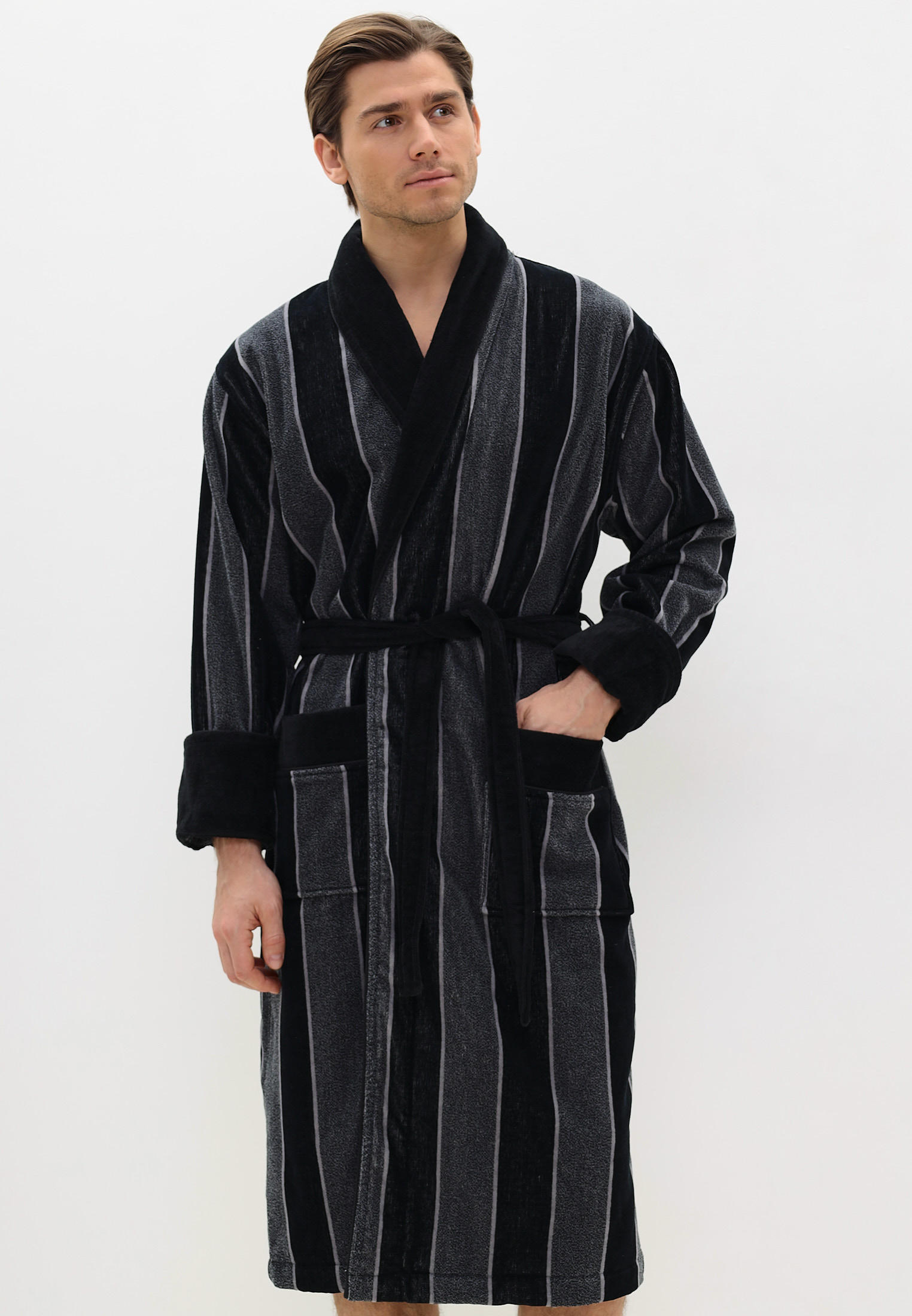 Халат Luisa Moretti 246611-BLACK/WHITE-L