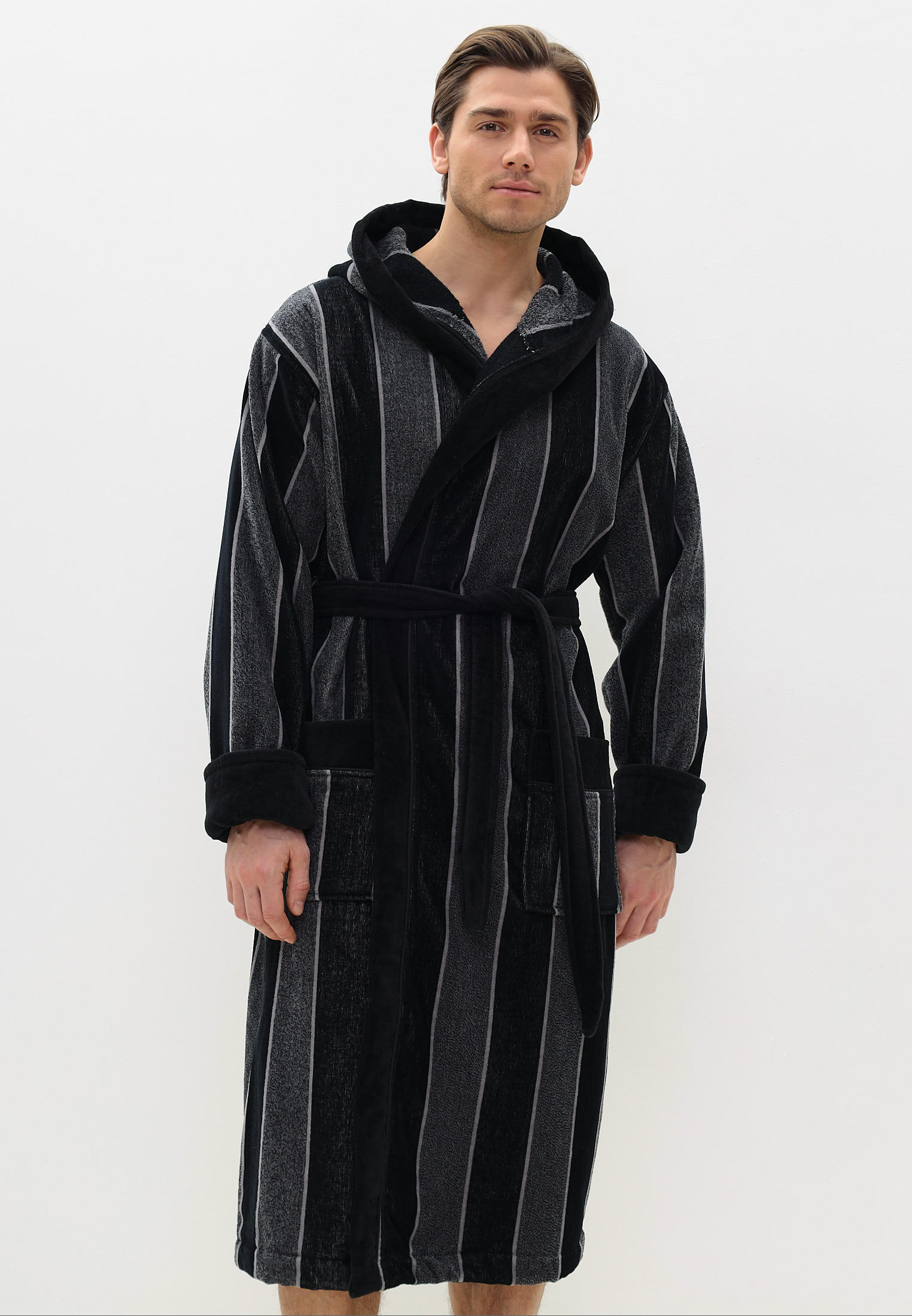 Халат Luisa Moretti 246612-BLACK/WHITE-L