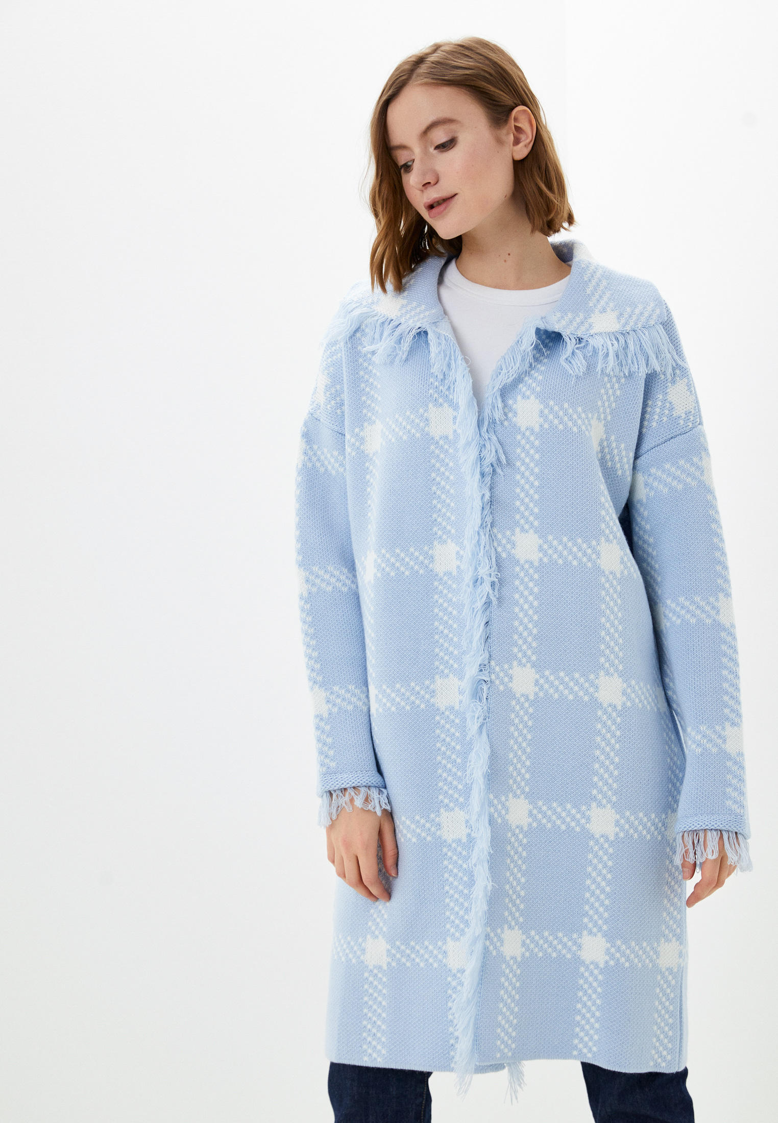 Кардиган Melle 8108 Кардиган  голубой/молочныйOneSize