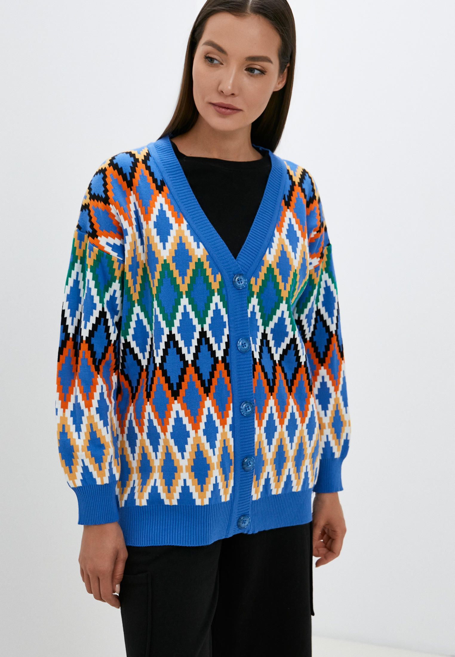 Кардиган Melle 8103 Кардиган жен(ромбы мел) синий OneSize