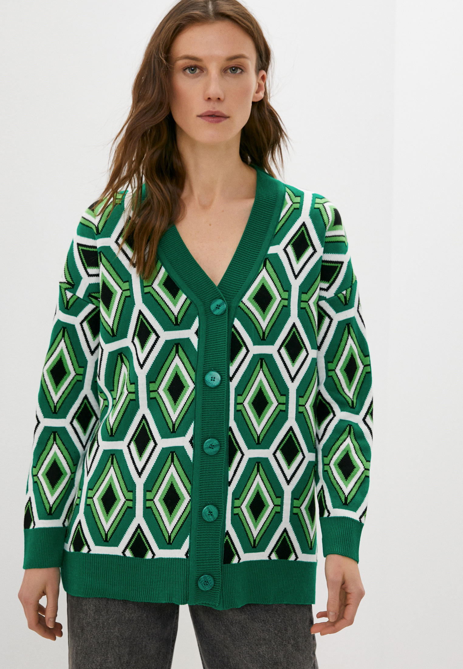 Кардиган Melle 8104 Кардиган (ромбы кр.) зеленый OneSize