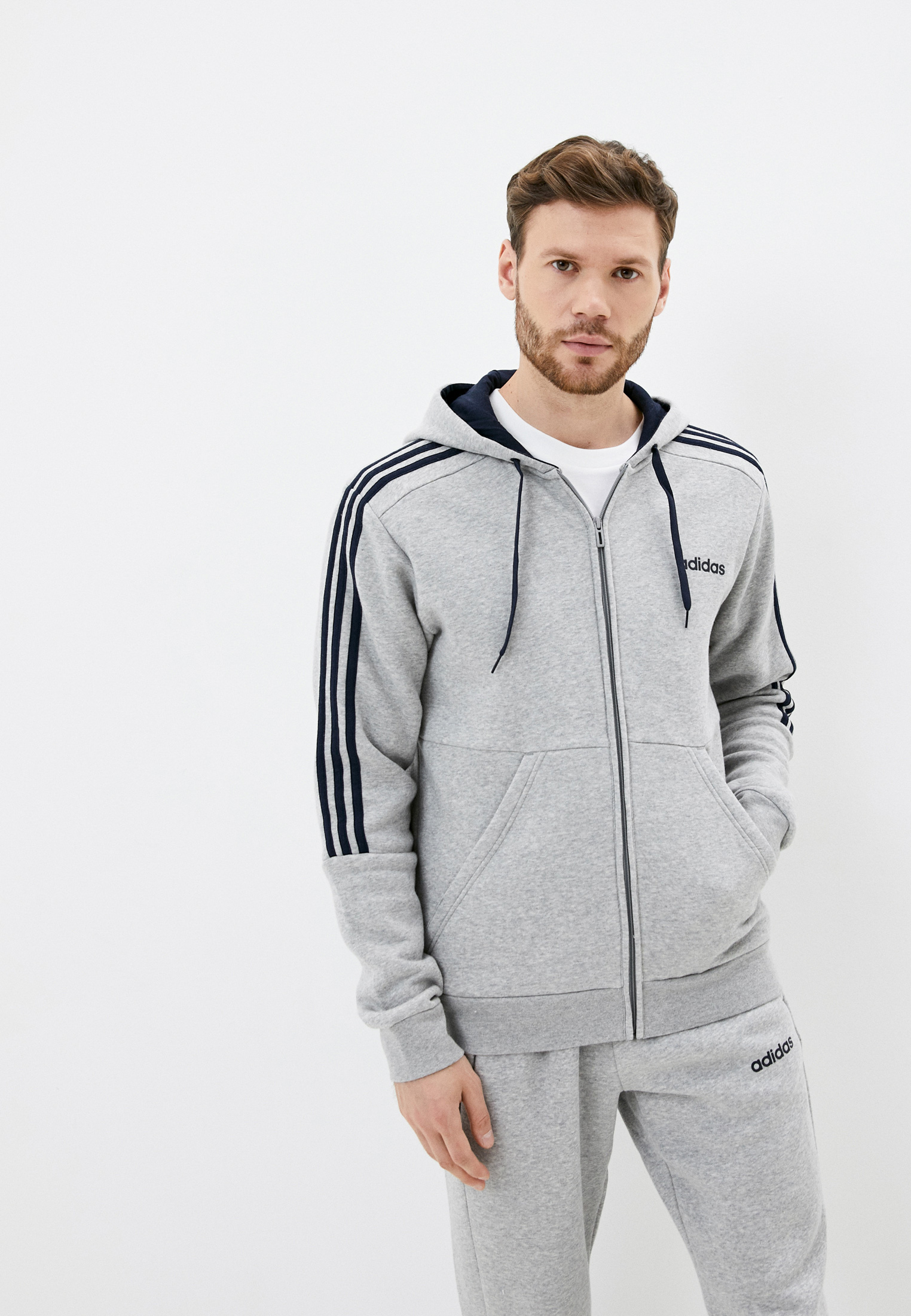 Костюм спортивный adidas M FZ HO JOG 3S, цвет: серый, AD002EMJMNC2
