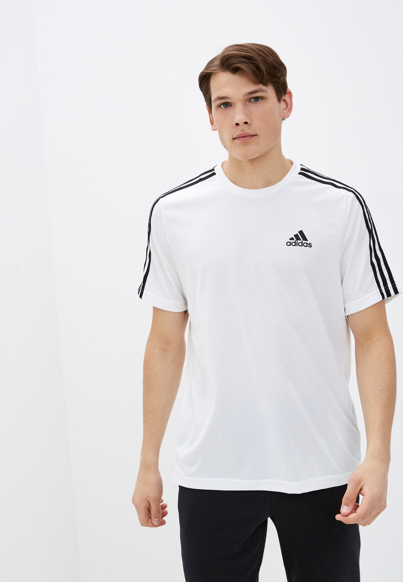 Футболка спортивная adidas M 3S T, цвет: белый, AD002EMLUFW1 — купить в интернет-магазине Lamoda