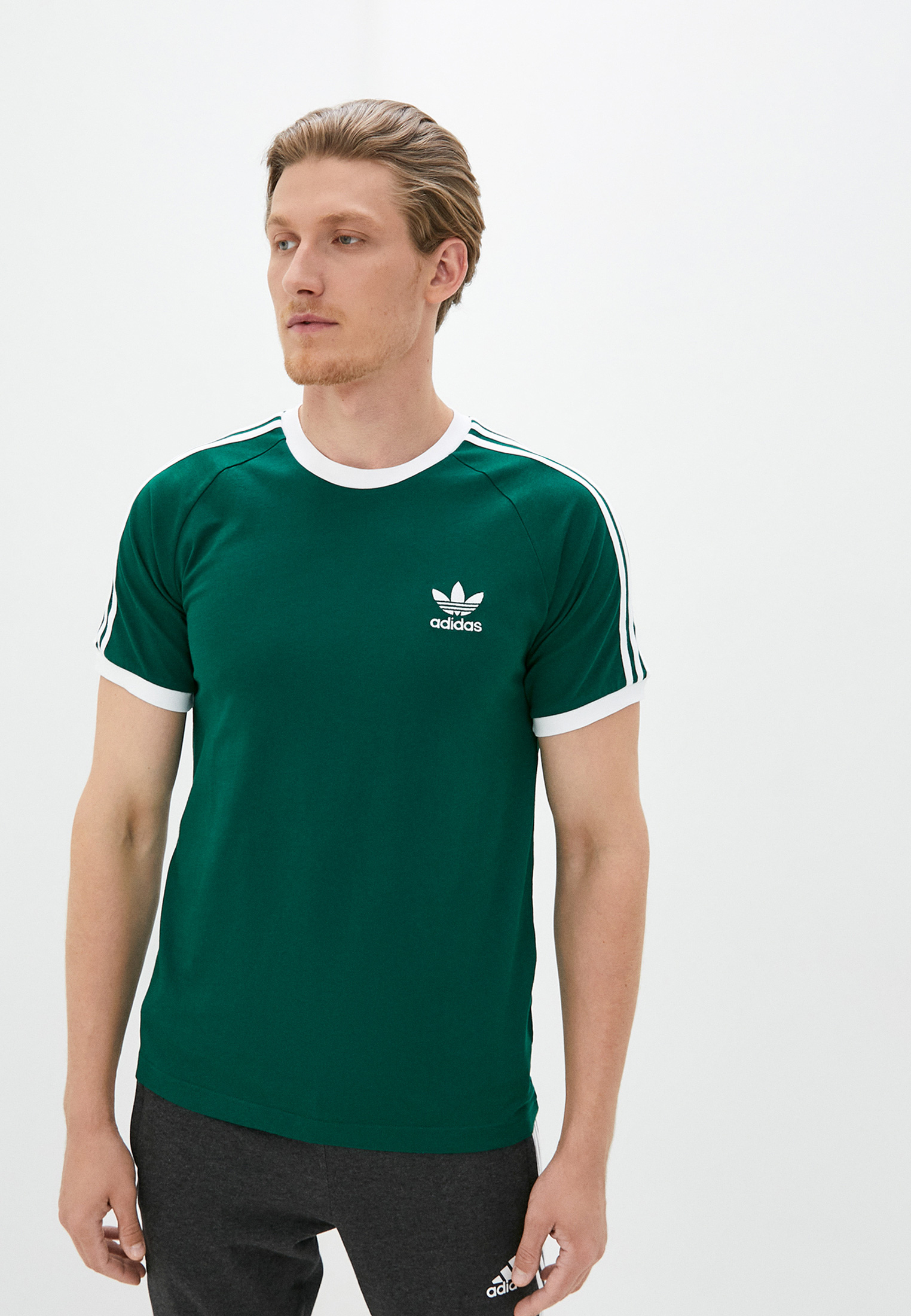 Футболка adidas Originals 3-STRIPES TEE, цвет: зеленый, AD093EMJLZG4 ...
