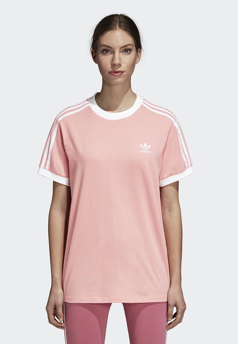 Белая футболка с лампасами adidas женские