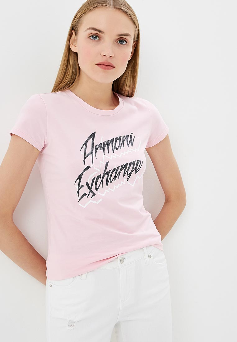 Купить футболку на ламоде. Розовая футболка Армани эксчендж. Футболка Армани женская. Футболка Armani Exchange. Футболка Armani Exchange женская розовая.