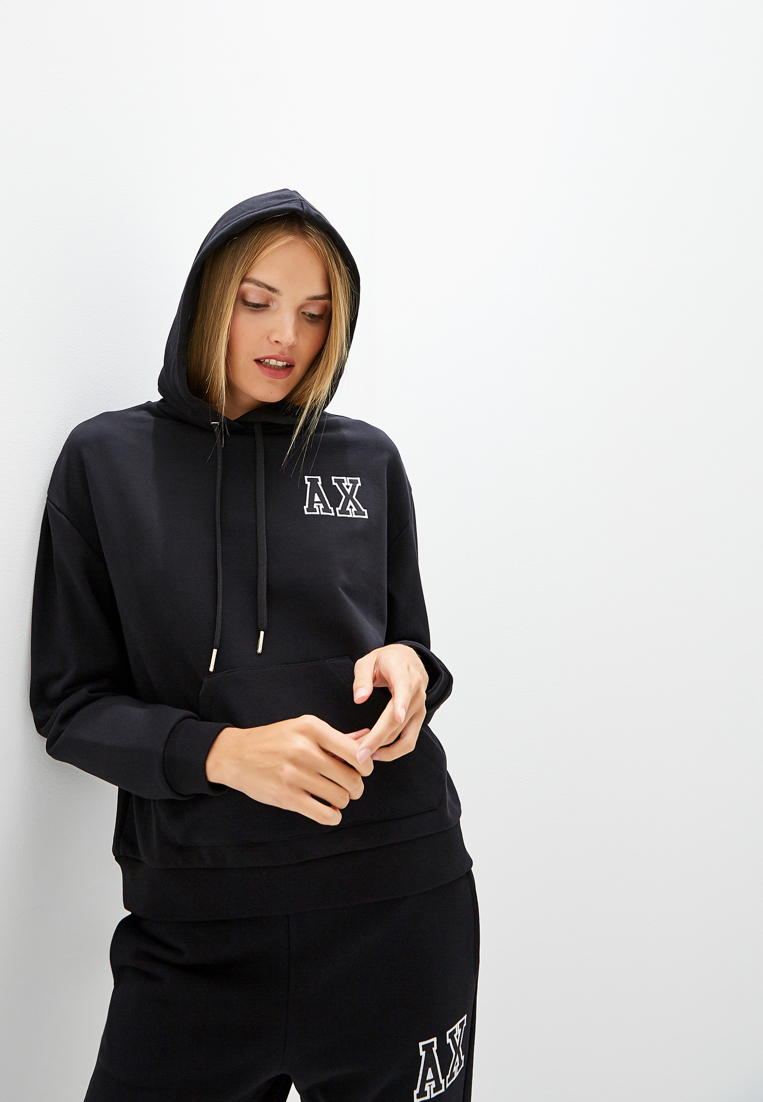 Толстовка Armani Exchange, цвет: черный, AR037EWFXUR5 — купить в интернет-магазине Lamoda