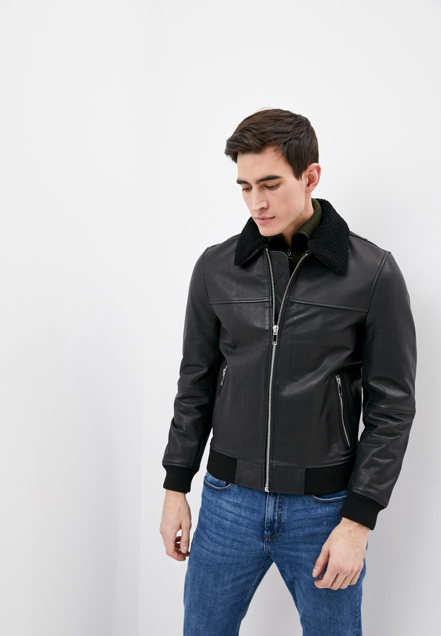 Куртка кожаная Calvin Klein, цвет: черный, CA105EMKERT1 — купить в ...