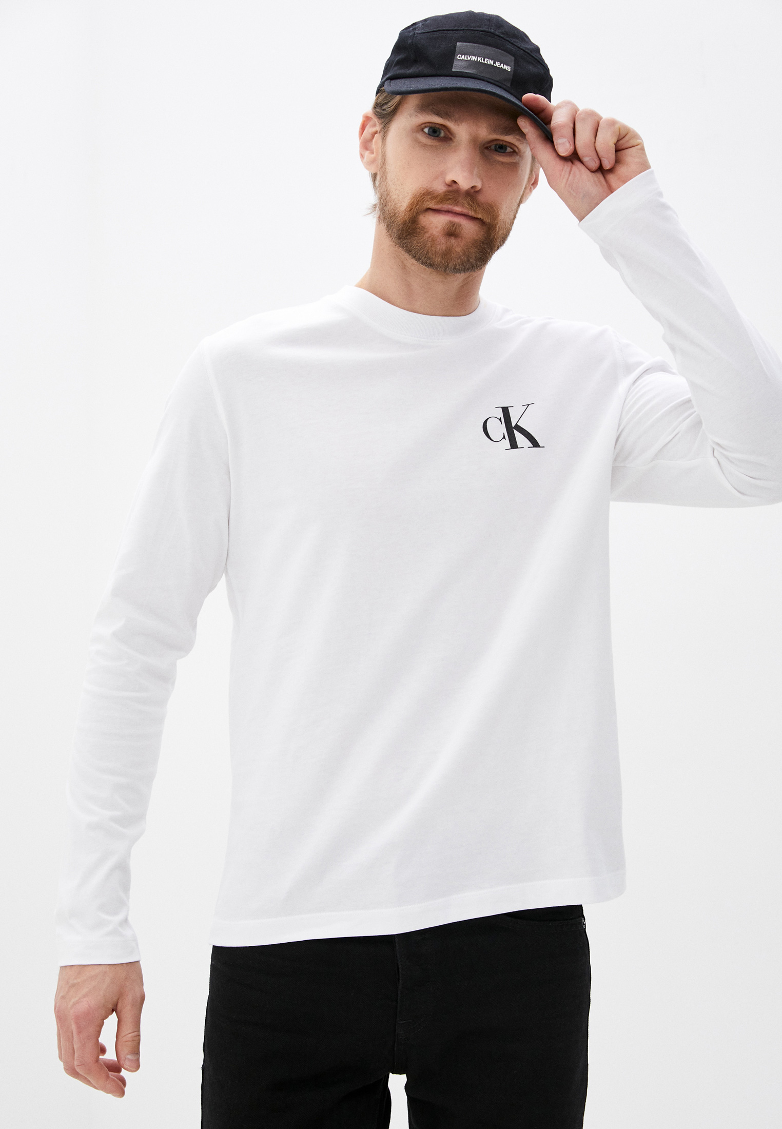 Лонгслив Calvin Klein Jeans, цвет: белый, CA939EMKRQE7 — купить в ...