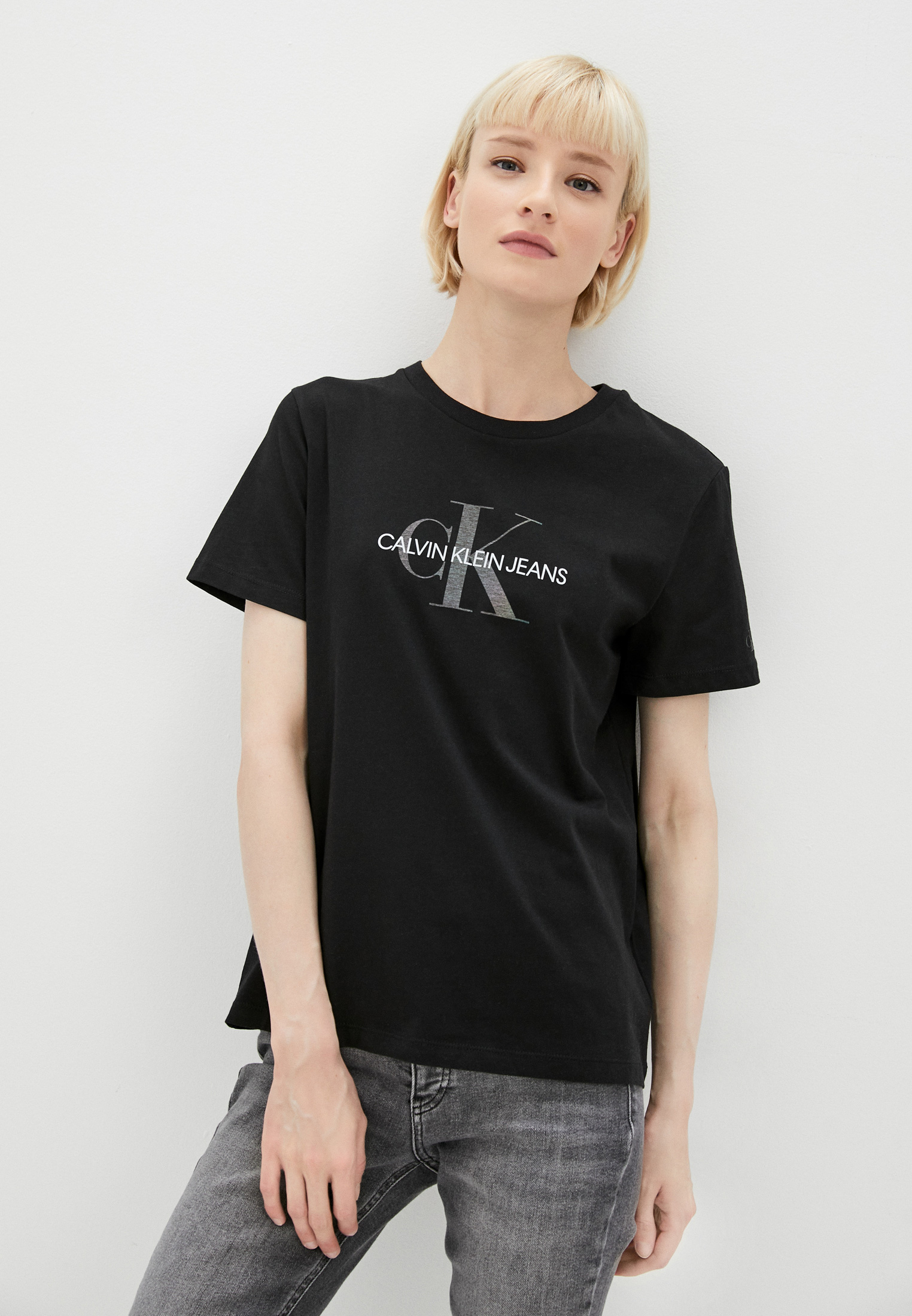 Футболка Calvin Klein Jeans, цвет: черный, CA939EWMOSH2 — купить в  интернет-магазине Lamoda