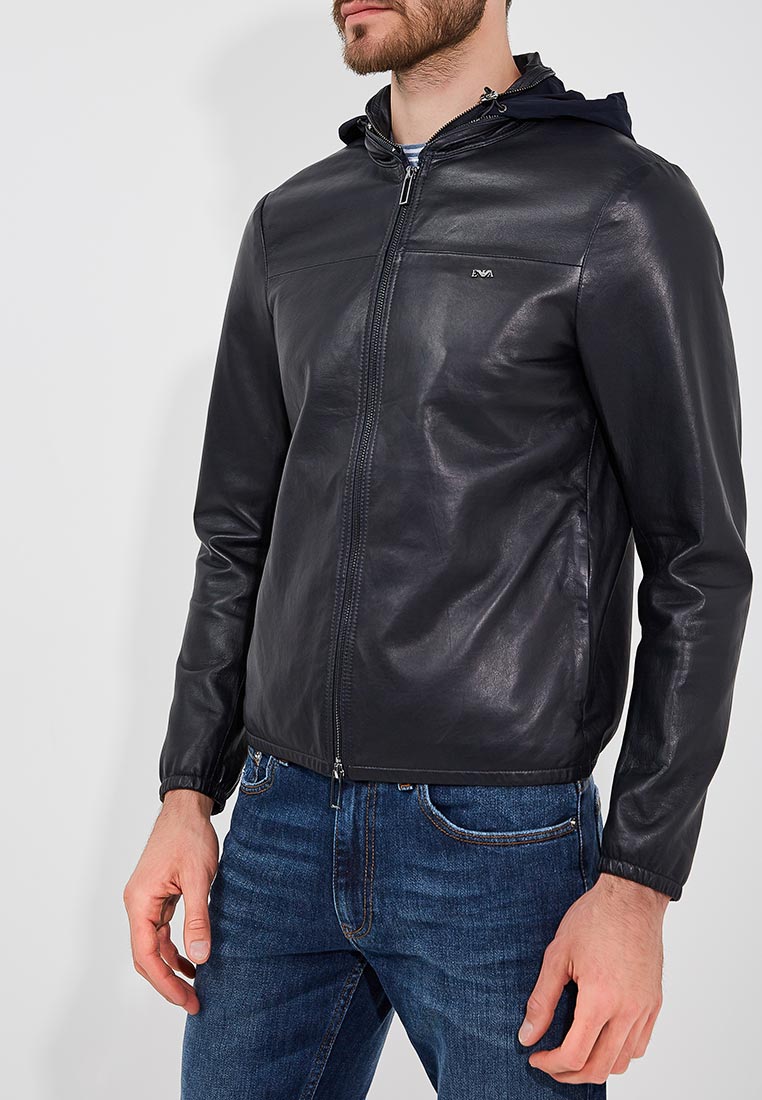 Куртка кожаная Emporio Armani, цвет: синий, EM598EMBLLH6 — купить в ...