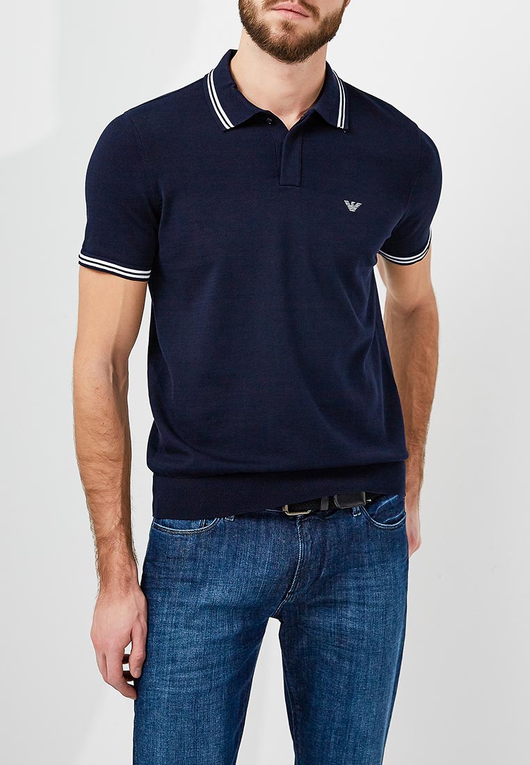 Поло Emporio Armani, цвет: синий, EM598EMZWG87 — купить в интернет ...