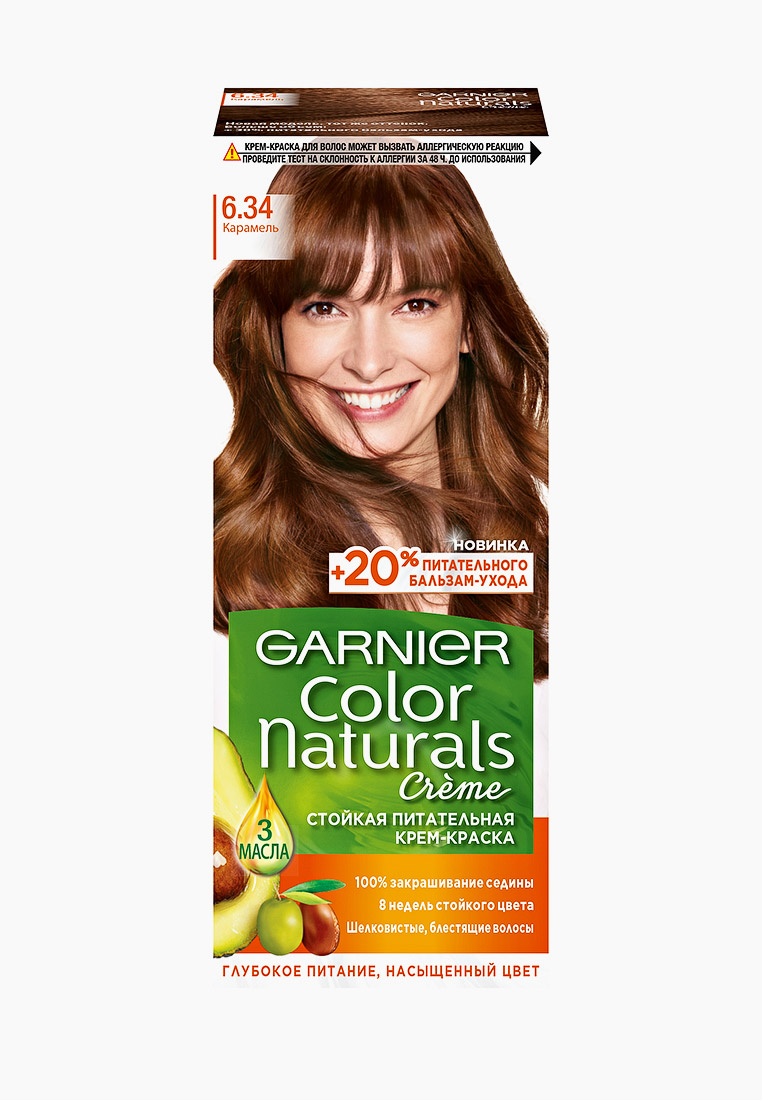 Краска для волос Garnier "Color Naturals", оттенок 6.34, Карамель, цвет ...