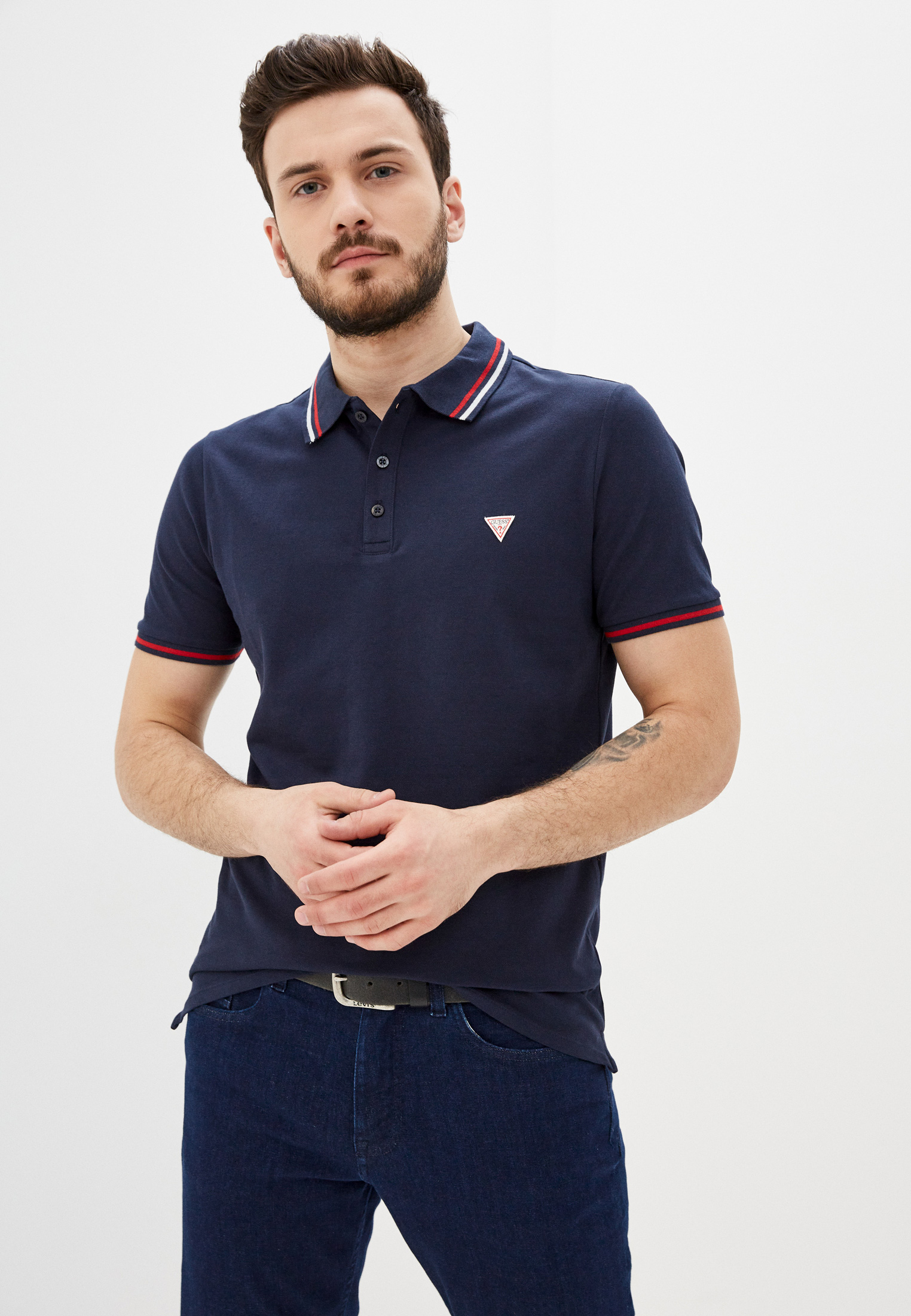 Поло Guess, цвет: синий, GU644EMHSMW8 — купить в интернет-магазине Lamoda