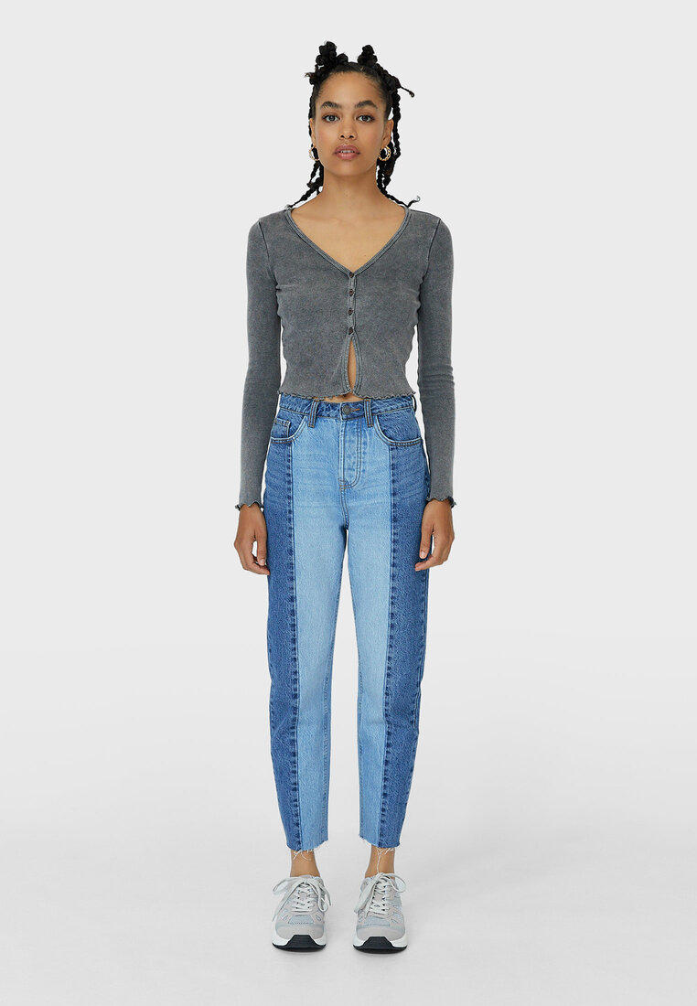 Stradivarius JEANS MOM FIT PATCHWORK IX001XW00PTA Lamoda