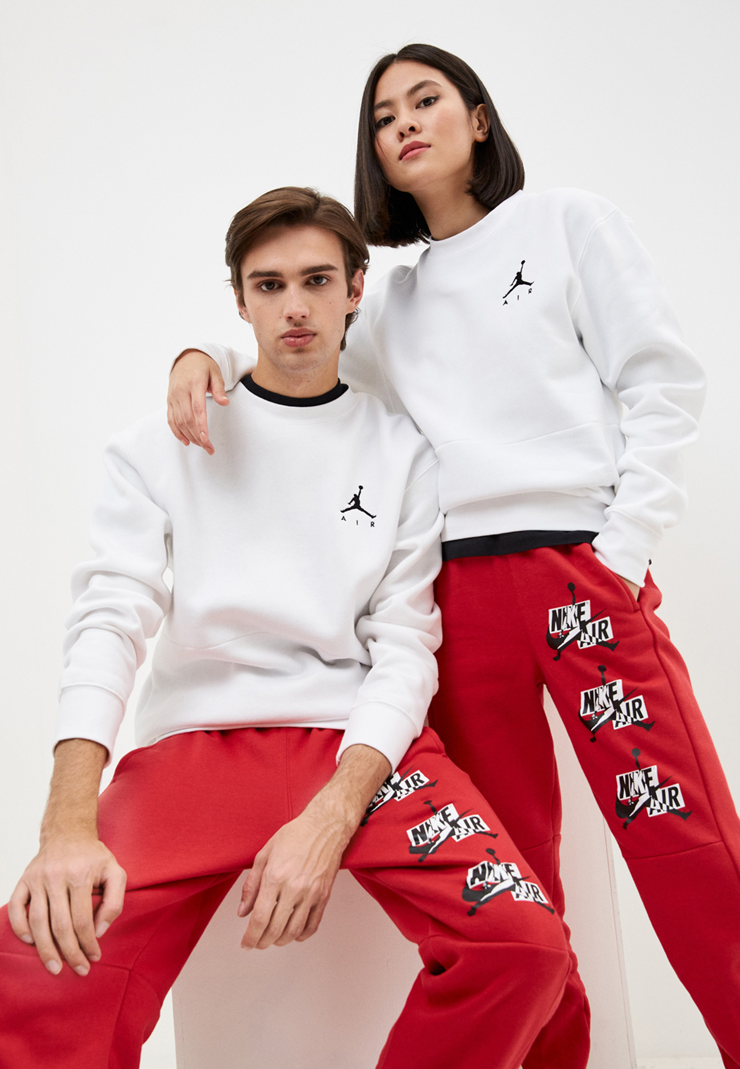 Свитшот Jordan M J JUMPMAN AIR FLEECE CREW, цвет: белый, JO025EMLKNJ5 ...