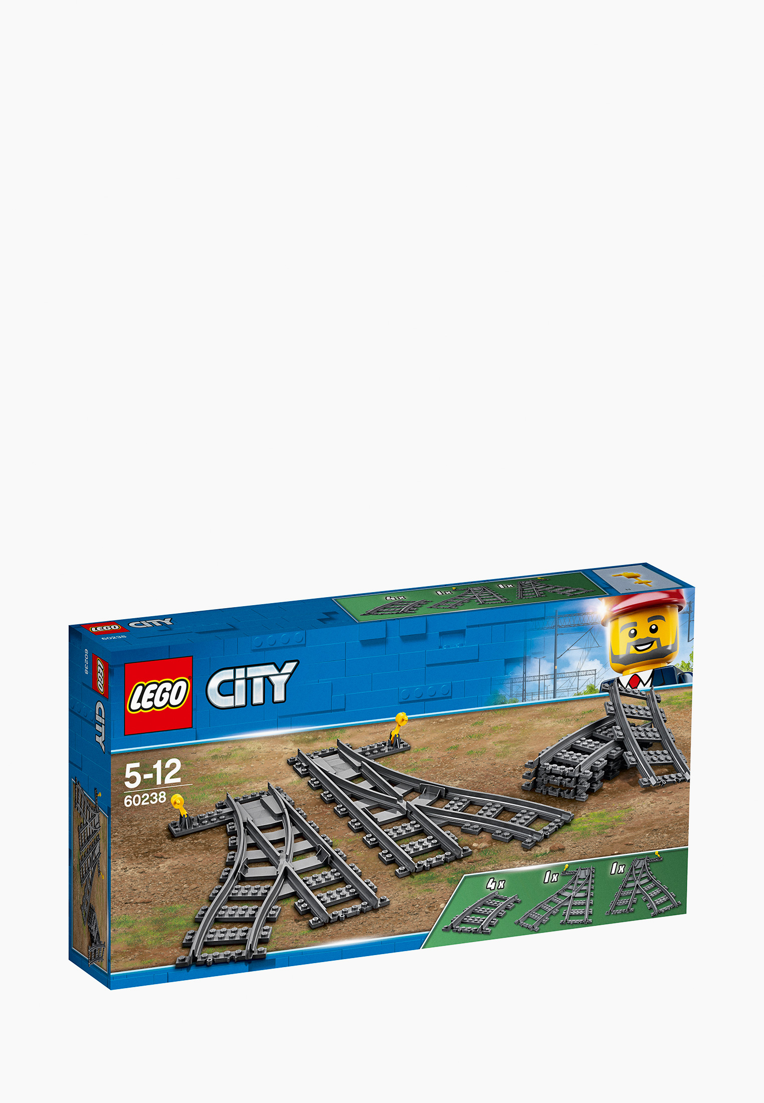 Элементы LEGO LEGO City 60238 Железнодорожные стрелки, цвет: серый ...