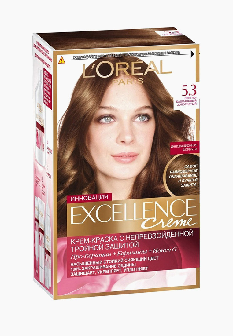 Краска для волос L'Oreal Paris "Excellence", 5.3, Светло-каштановый ...