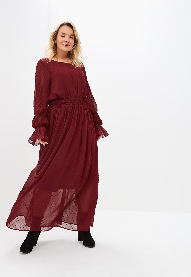 Платье Lost Ink Plus MAXI DRESS IN DOBBY, цвет: бордовый, LO035EWCBPK1 ...