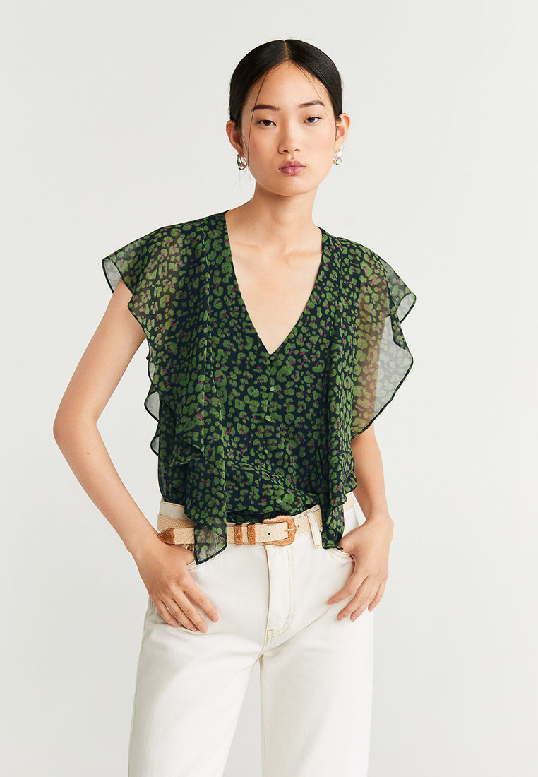 Lea mango. Блузка манго зеленая