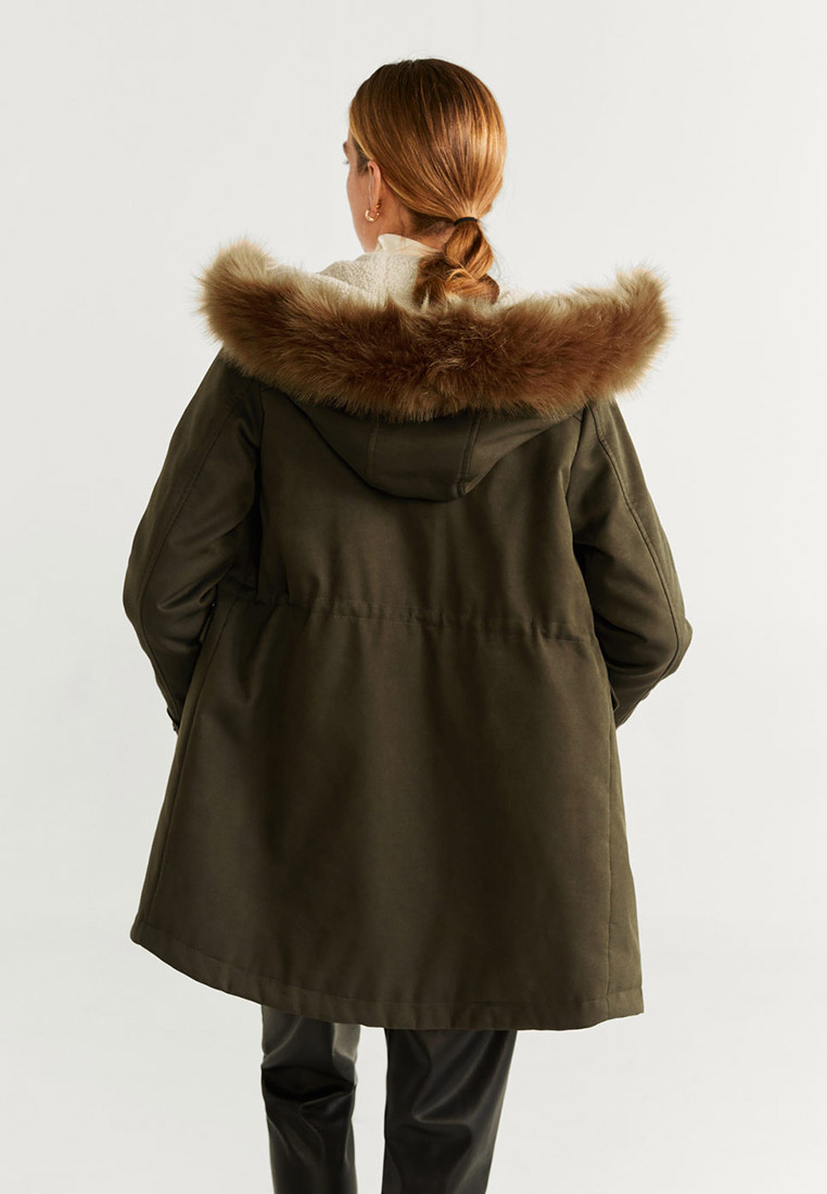 Mango furry hooded parka on sale