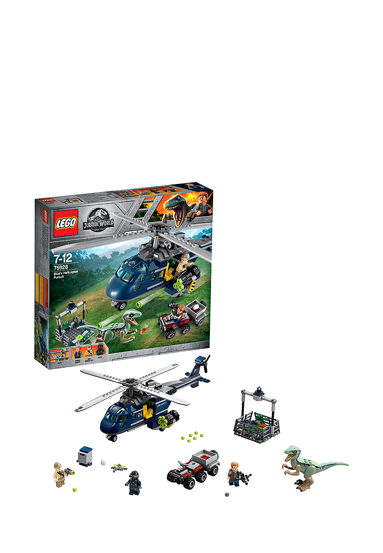 Конструктор Jurassic World LEGO Погоня за Блю на вертолёте 75928, цвет ...