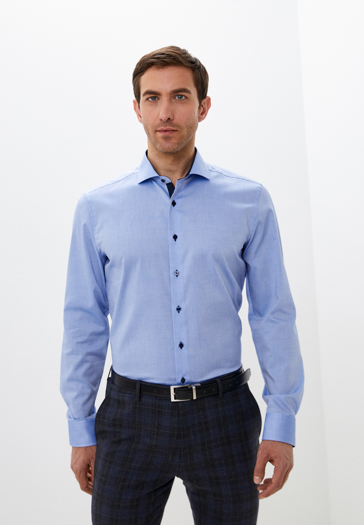 Рубашка Eterna Slim-fit, цвет: синий, MP002XM0866H — купить в интернет ...
