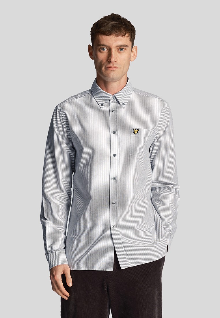 Рубашка Lyle & Scott Stripe Oxford Shirt, цвет: серый, MP002XM0VEEY ...