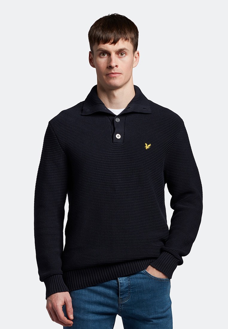 Свитер Lyle & Scott Chunky Rib Button Neck, цвет: синий, MP002XM0VEF2 ...