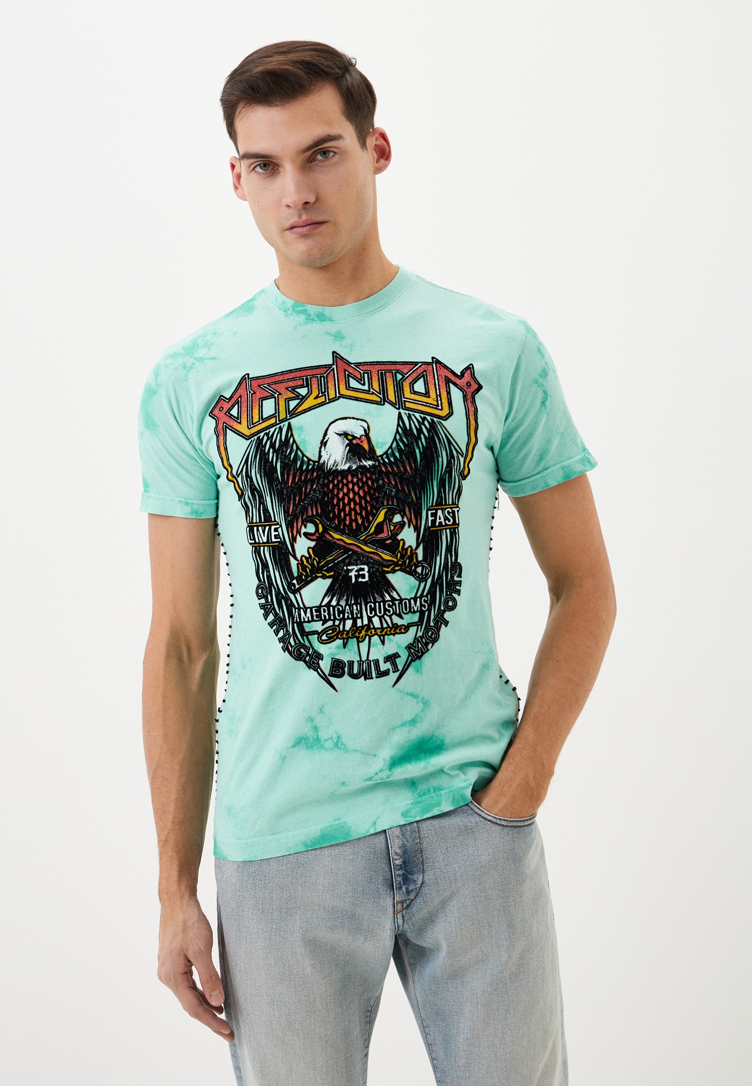Футболка Affliction AC HIGH SPEED GLORY, цвет: бирюзовый, MP002XM0VGR6 ...