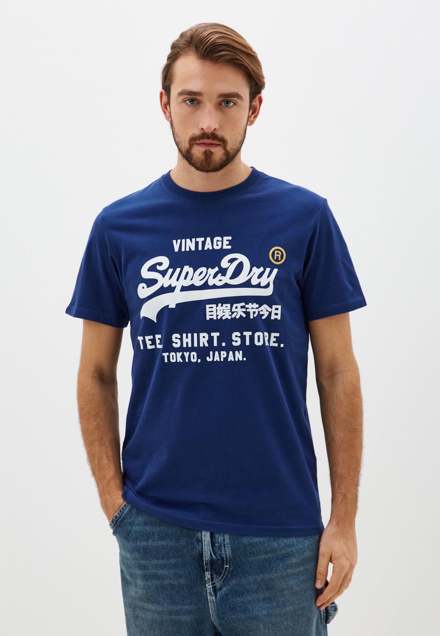 Футболка Superdry VINTAGE VL STORE CLASSIC TEE, цвет: синий ...