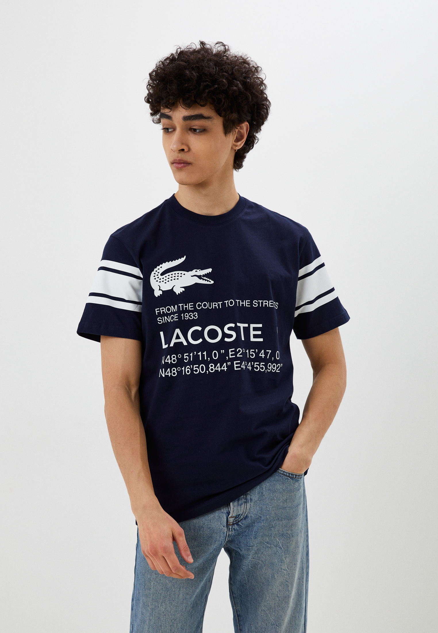 Футболка Lacoste, цвет: синий, MP002XM25446 — купить в интернет ...