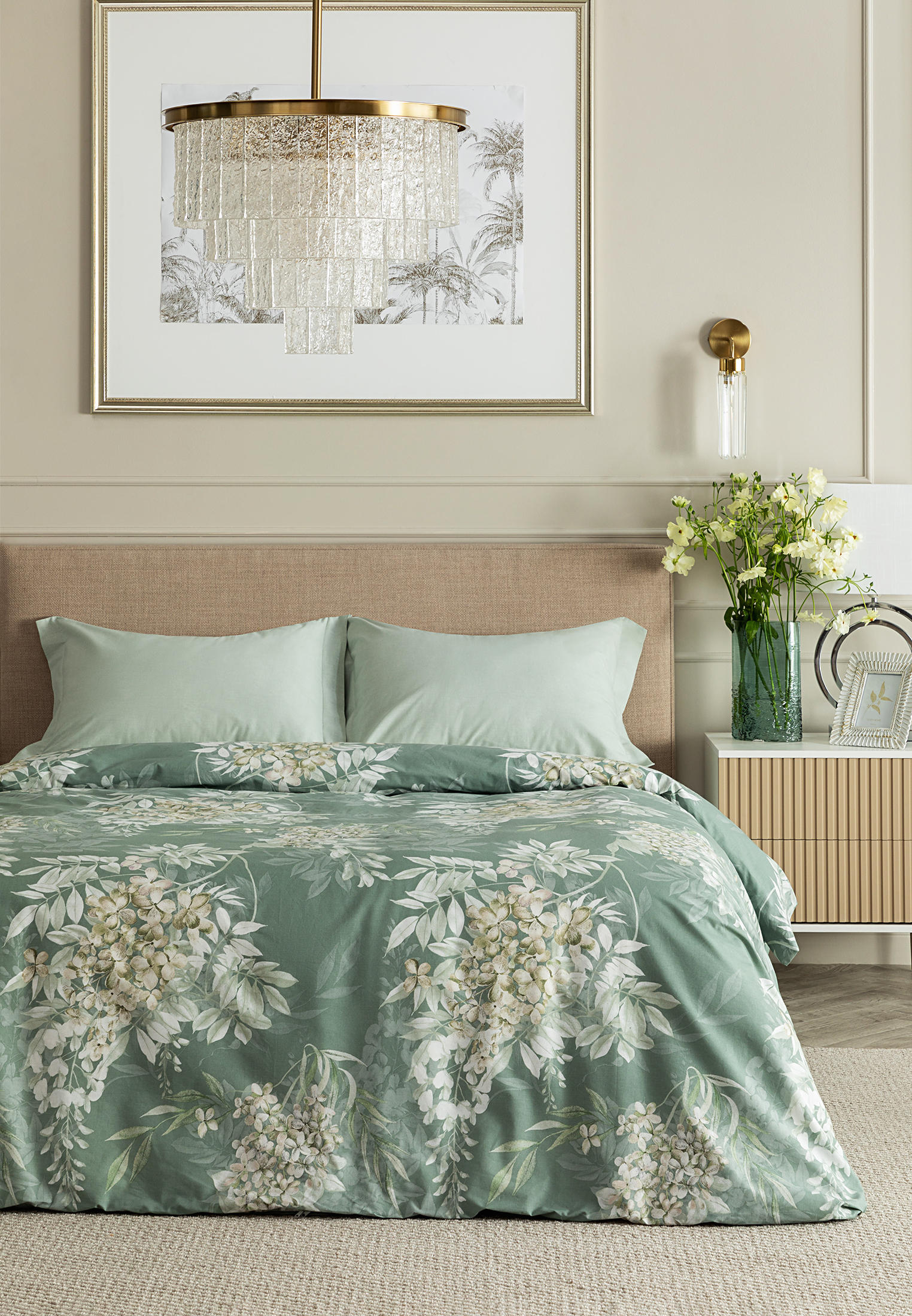 Постельное белье 1,5-спальное Cozy Home Acacia, цвет: зеленый ...