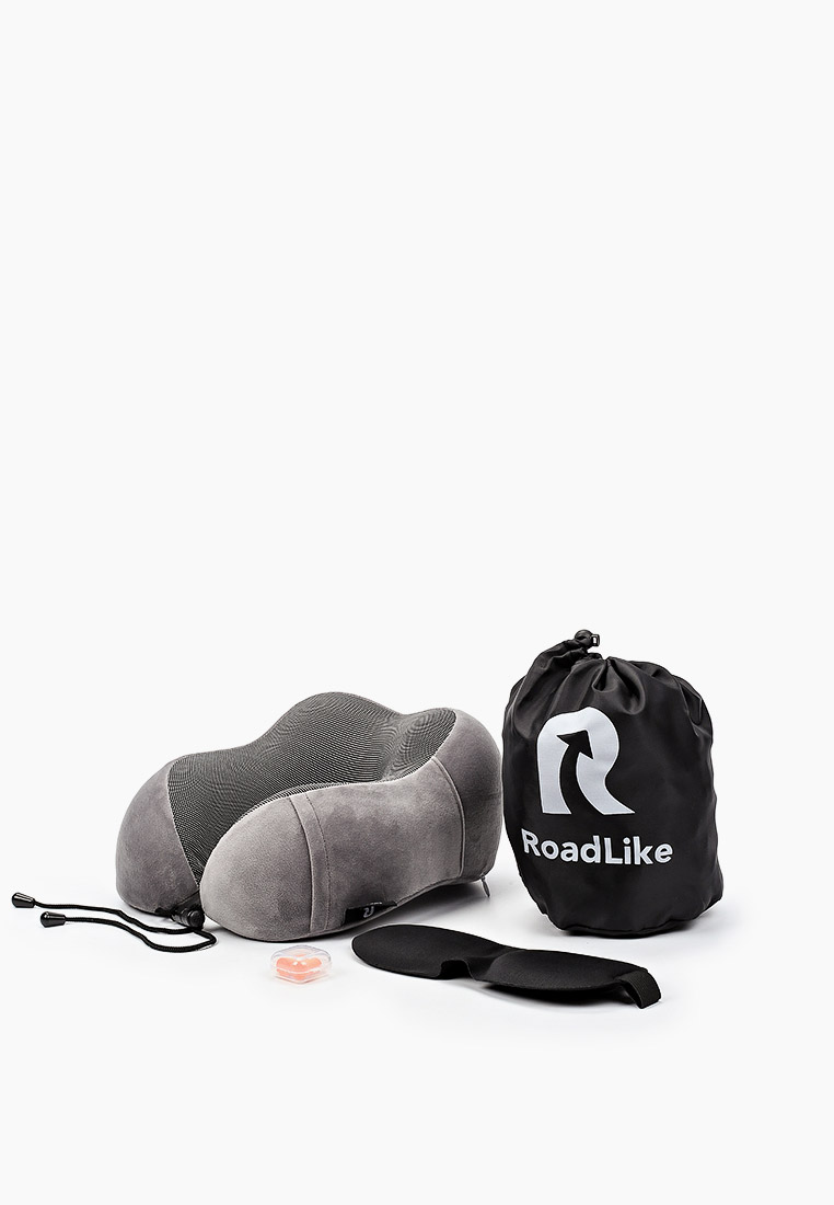 Подушка дорожная Roadlike Travel Velvet с эффектом памяти, цвет: серый ...