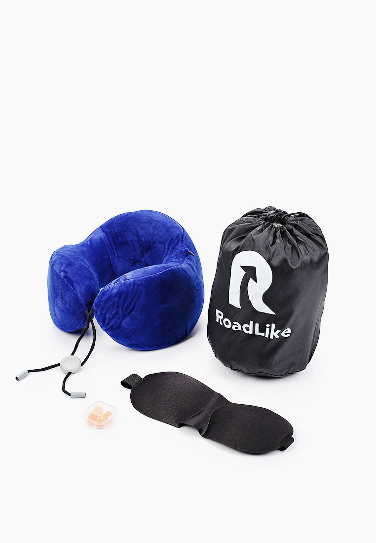 Подушка дорожная Roadlike Travel Kit с эффектом памяти, цвет: синий ...