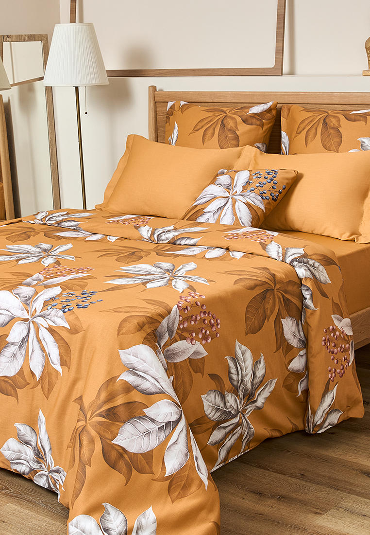 Постельное белье Евро Cozy Home Schefflera, цвет: оранжевый ...