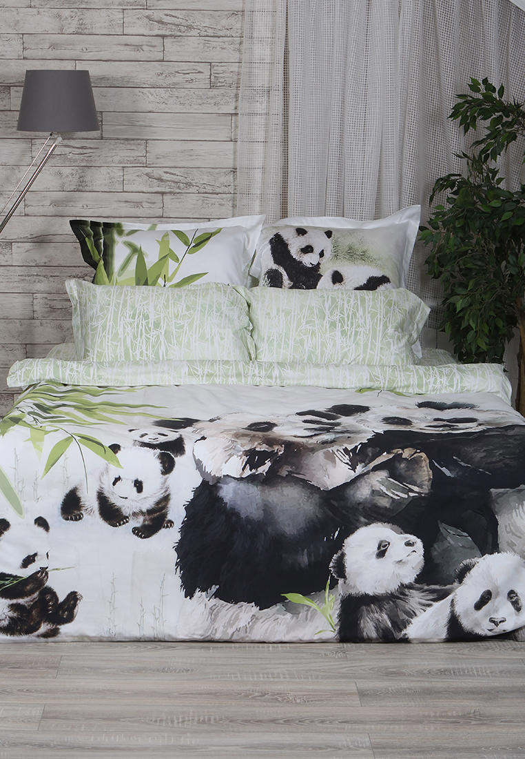 Постельное белье Евро Mona Liza SL Family "Pandas", цвет: мультиколор ...