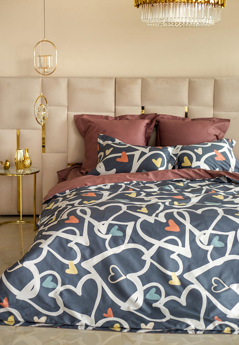 Постельное белье Евро Bellehome Афродита 300 ТС, цвет: синий ...