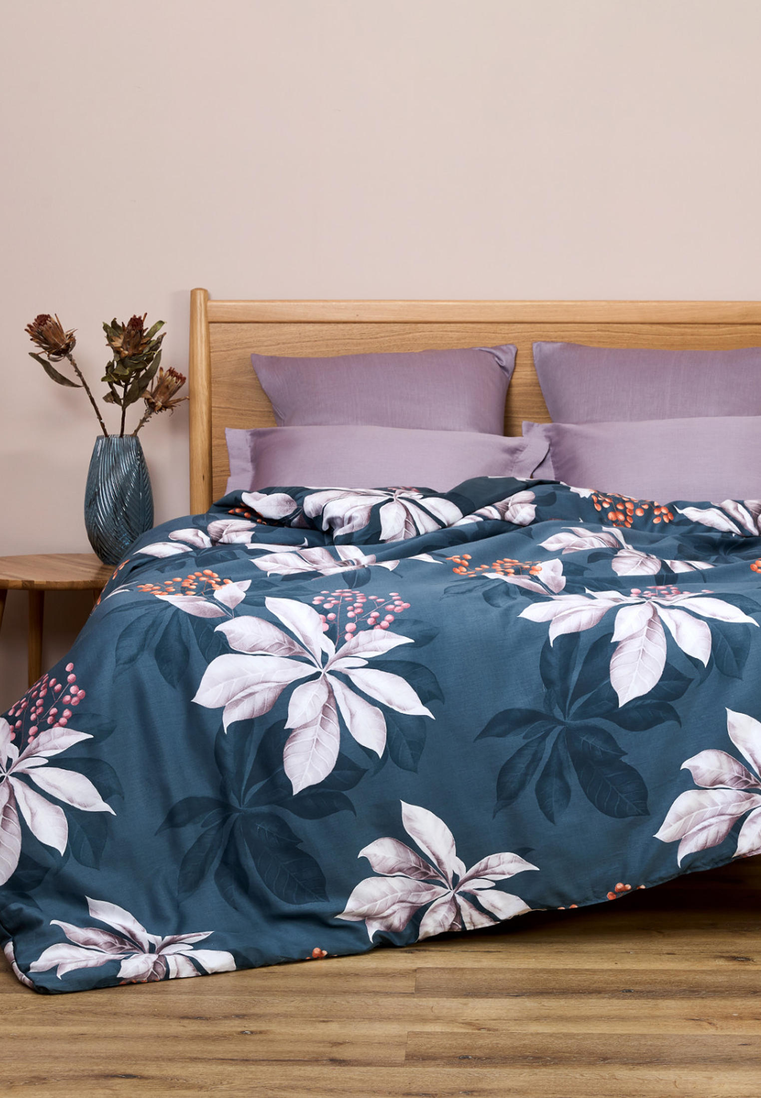 Постельное белье Семейное Cozy Home Schefflera, цвет: синий ...