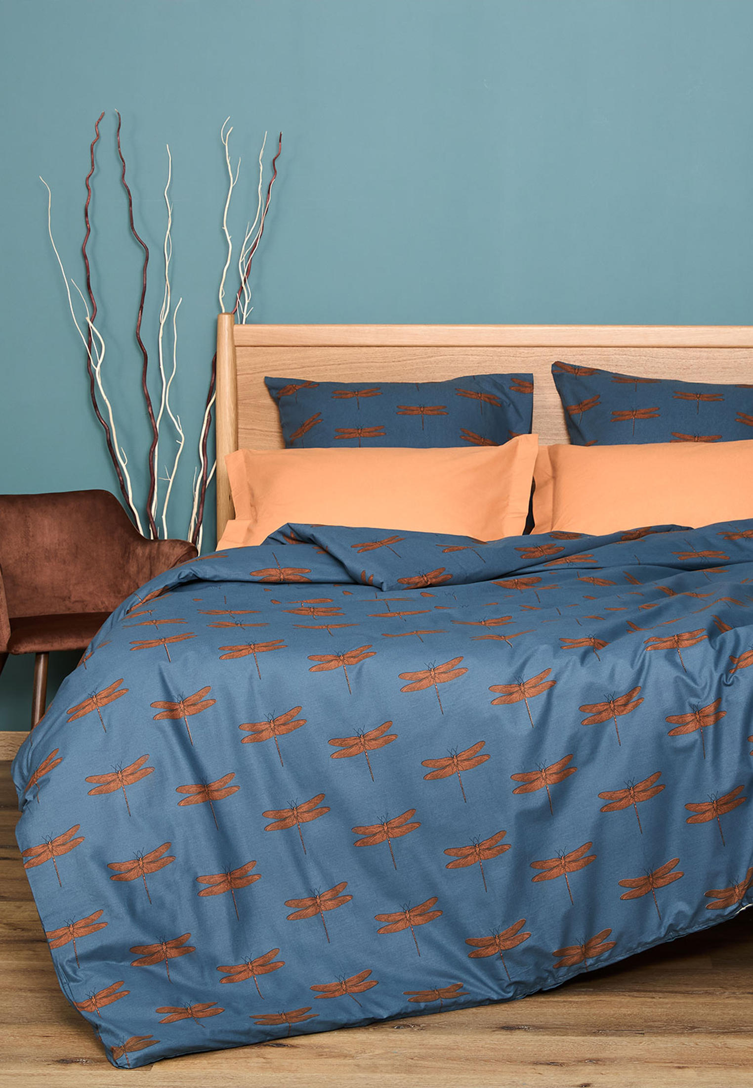 Постельное белье Семейное Cozy Home Dragonflies, цвет: синий ...