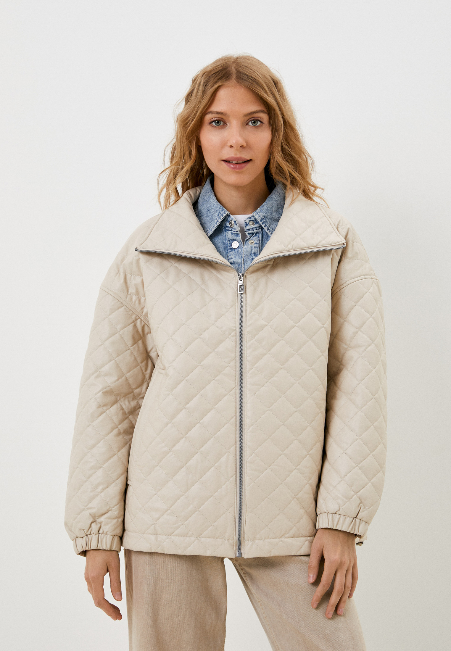 Куртка кожаная утепленная Gerry Weber, цвет: бежевый, MP002XW01VW9 ...