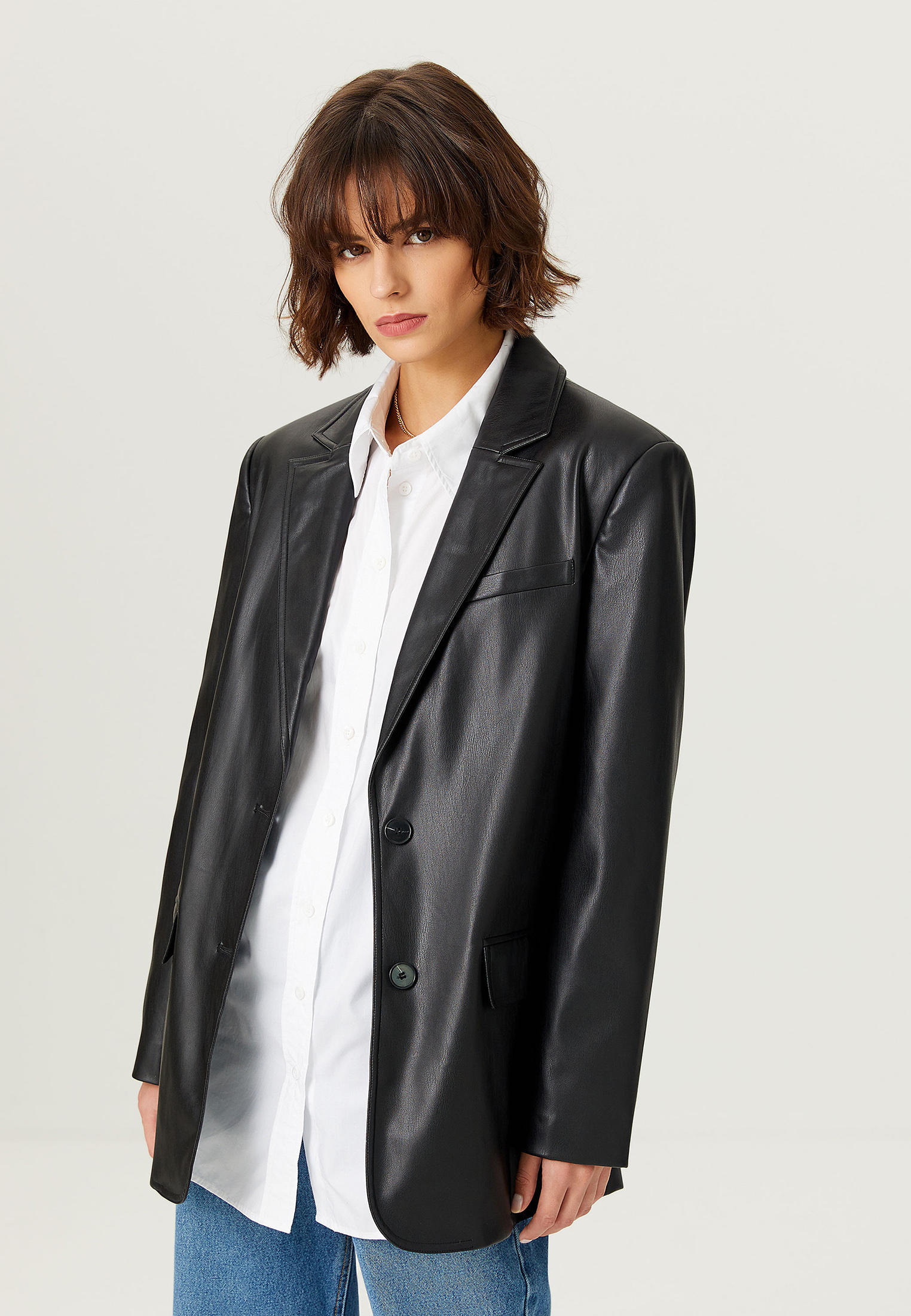Пиджак Из Экокожи Женский Купить