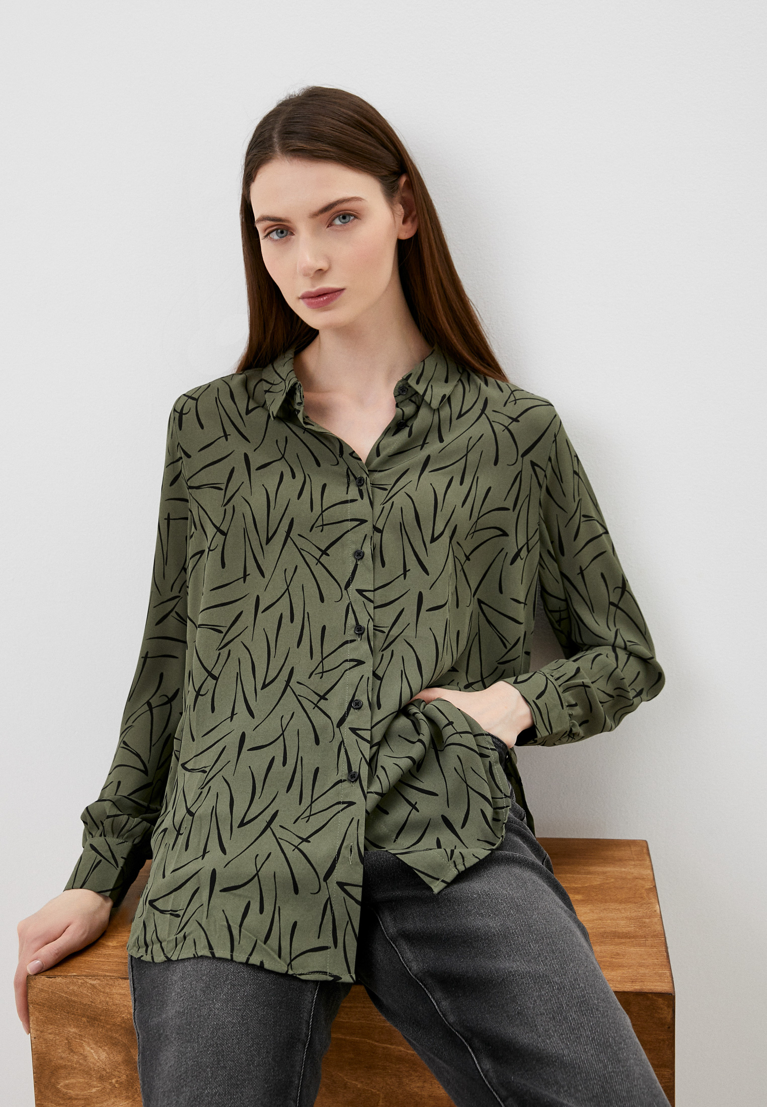 Блуза Zolla, цвет: хаки, MP002XW0B4AY — купить в интернет-магазине Lamoda