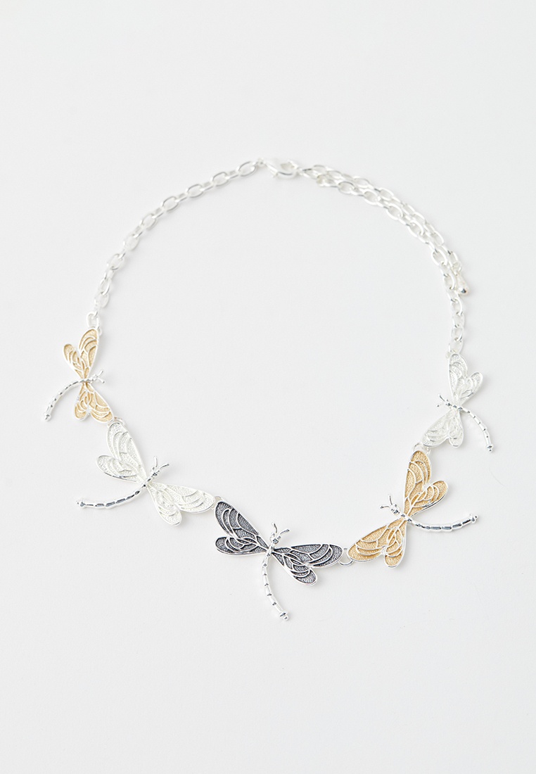 Колье Модные истории с гальваническим покрытием из серебра, цвет ...