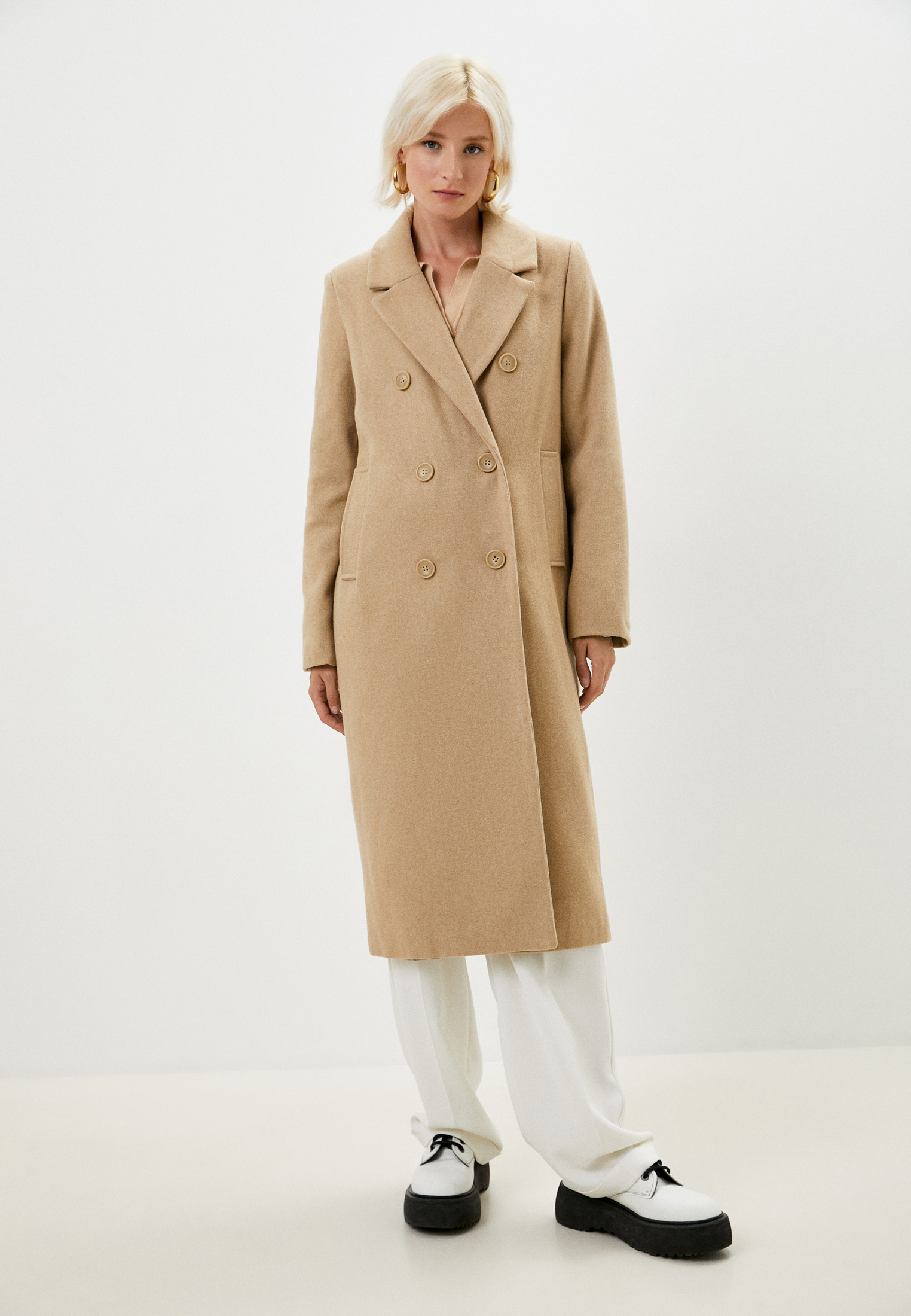 Пальто Befree, цвет: бежевый, MP002XW0KETG — купить в интернет-магазине ...